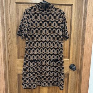 Maeve Anthropologie Geometric Knit Dress Small Mod Mock Neck Retro